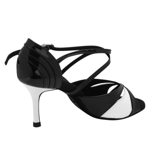 Rummos Ladies Latin Dance Shoes Elite Paloma - Material: Leather/Patent Leather - Colour: Black/White - Width: Normal - Heel: 80E Stiletto - Size: EUR 38