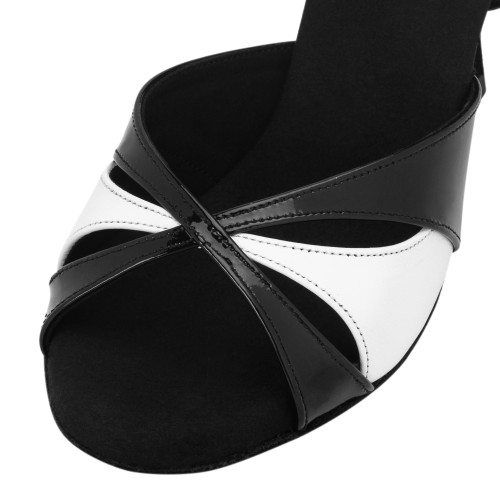 Rummos Ladies Latin Dance Shoes Elite Paloma - Material: Leather/Patent Leather - Colour: Black/White - Width: Normal - Heel: 80E Stiletto - Size: EUR 38