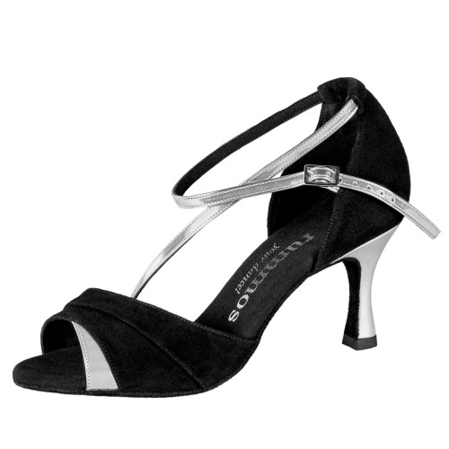 Rummos Donne Scarpe da Ballo R304 - Nubuck/Pelle Nero/Argento - 6 cm