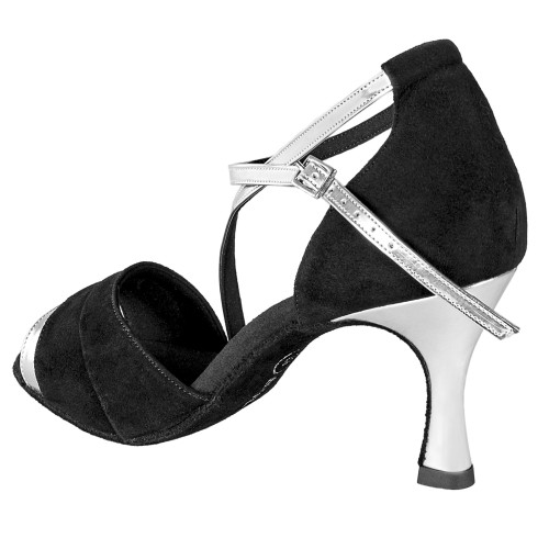 Rummos Donne Scarpe da Ballo R304 - Nubuck/Pelle Nero/Argento - 6 cm