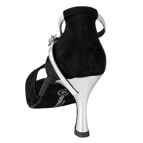 Rummos Donne Scarpe da Ballo R304 - Nubuck/Pelle Nero/Argento - 6 cm