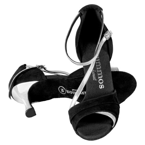 Rummos Donne Scarpe da Ballo R304 - Nubuck/Pelle Nero/Argento - 6 cm