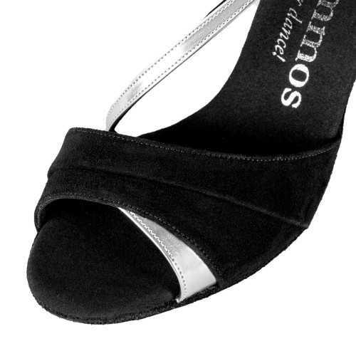 Rummos Donne Scarpe da Ballo R304 - Nubuck/Pelle Nero/Argento - 6 cm