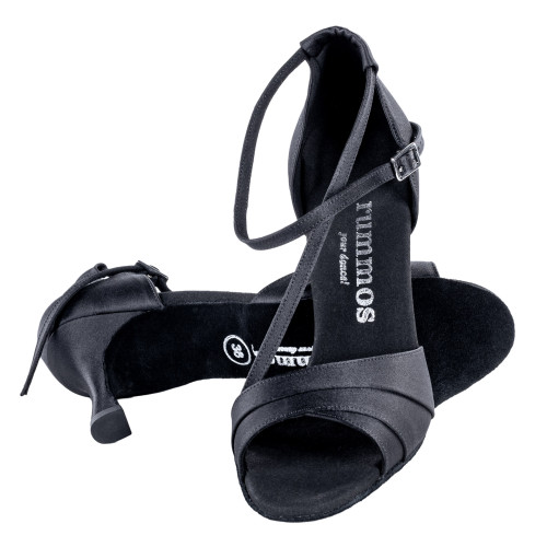 Rummos Donne Scarpe da Ballo R304 - Raso Nero - 6 cm