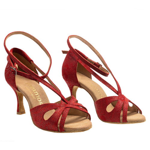 Rummos Dames Dansschoenen R306 - Leer Nehru Rood - 6 cm