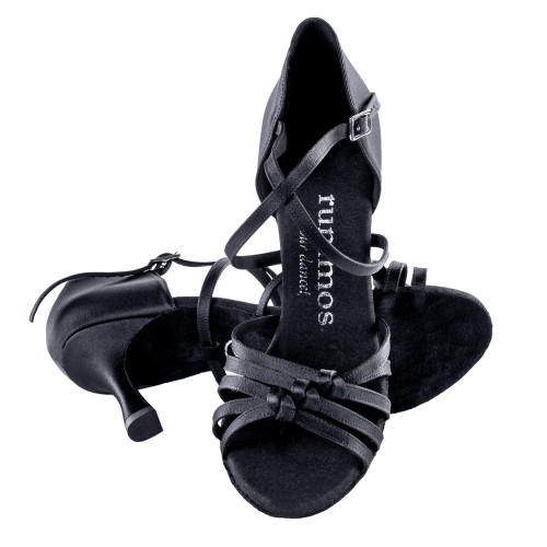 Rummos Mujeres Zapatos de Baile R358 - Satén Negro - 6 cm
