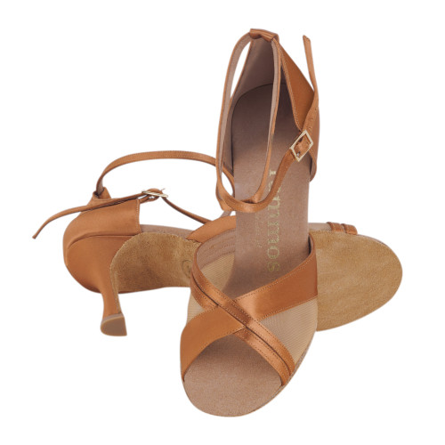 Rummos Mulheres Sapatos de Dança R370 - Cetim Dark Tan - 7 cm