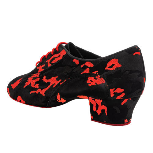 Rummos Mujeres Zapatos de Práctica R377 - Cuero/Nobuk Negro/Rojo - 4,5 cm