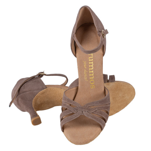 Rummos Damen Tanzschuhe R383 - Nubuck Taupe - 6 cm