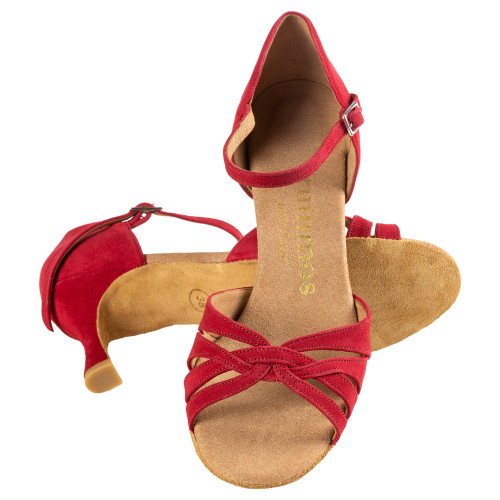 Rummos Mulheres Sapatos de Dança R383 - Nobuk Vermelho - 6 cm