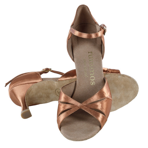 Rummos Mulheres Sapatos de Dança R385 - Cetim Dark Tan - 6 cm