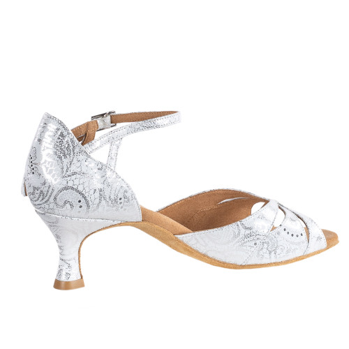 Rummos Dames Dansschoenen R385 - Leer White Flower - 5 cm