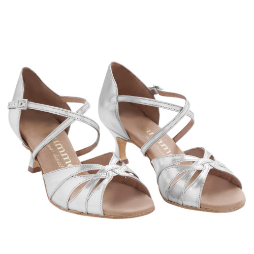 Rummos Mulheres Sapatos de Dança R520 - Pele Prata - 5 cm
