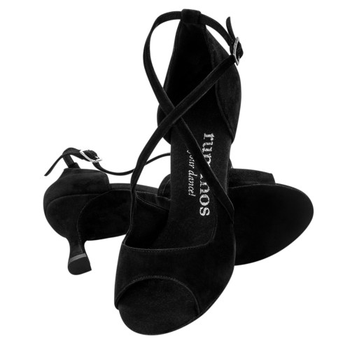 Rummos Damen Tanzschuhe R545 - Nubuck Schwarz - 6 cm