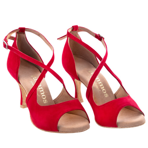 Rummos Mulheres Sapatos de Dança R545 - Nobuk Vermelho - 6 cm