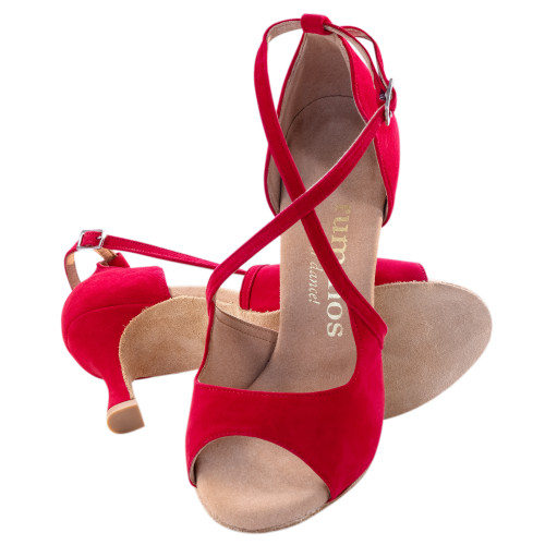 Rummos Damen Tanzschuhe R545 - Nubuck Rot - 6 cm