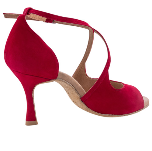 Rummos Mulheres Sapatos de Dança R545 - Nobuk Vermelho - 7 cm