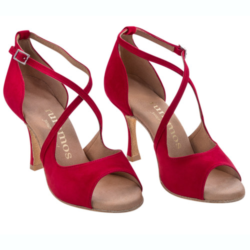 Rummos Damen Tanzschuhe R545 - Nubuck Rot - 7 cm