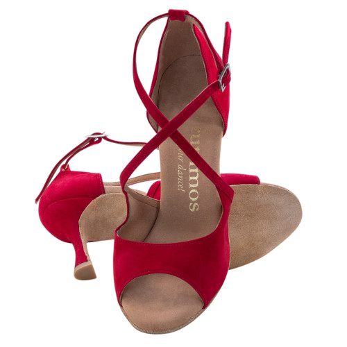 Rummos Mulheres Sapatos de Dança R545 - Nobuk Vermelho - 7 cm