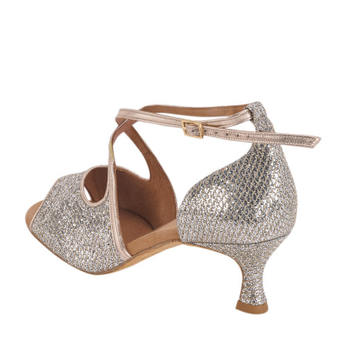 Rummos Dames Dansschoenen R545 - Leer/GlitterLux Platina - 5 cm