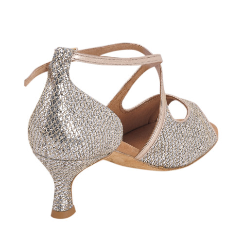 Rummos Mulheres Sapatos de Dança R545 - Pele/GlitterLux Platino - 5 cm