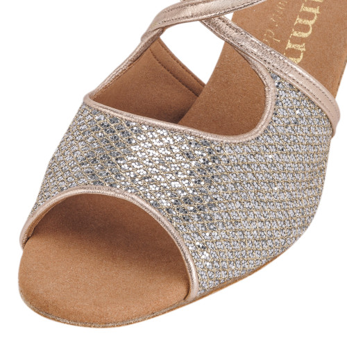 Rummos Mulheres Sapatos de Dança R545 - Pele/GlitterLux Platino - 5 cm