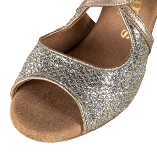 Rummos Dames Dansschoenen R545 - Leer/GlitterLux Platin - 6 cm