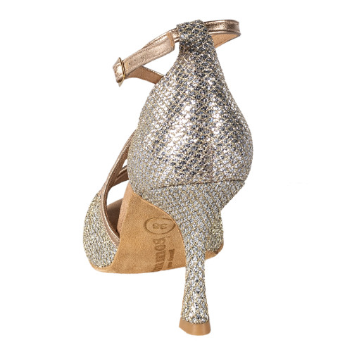 Rummos Mujeres Zapatos de Baile R545 - Cuero/GlitterLux Platin - Normal - 70R Flare - EUR 38