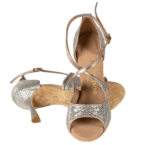 Rummos Mulheres Sapatos de Dança R545 - Cuoro/GlitterLux Platino - 7 cm