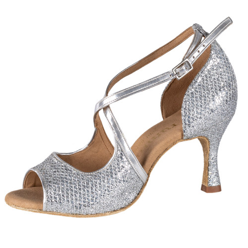 Rummos Dames Dansschoenen R545 - Leer/GlitterLux Zilver - 6 cm