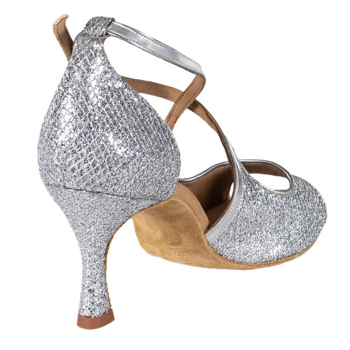 Rummos Mulheres Sapatos de Dança R545 - Cuoro/GlitterLux Prata - 6 cm