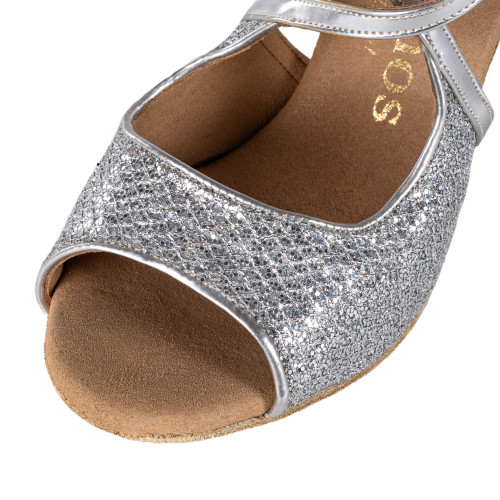 Rummos Damen Tanzschuhe R545 - Leder/GlitterLux Silber - Normal - 60R Flare - EUR 39