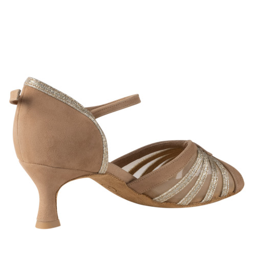 Rummos Mulheres Sapatos de Dança R563 - Nubuck/Glitter LigBrown - 5 cm