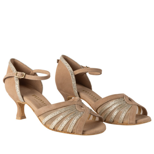Rummos Mulheres Sapatos de Dança R563  - Nubuck/Glitter LigBrown - 5 cm