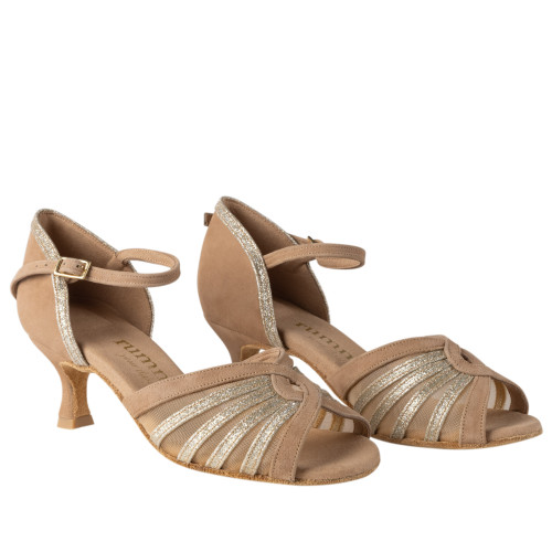 Rummos Mulheres Sapatos de Dança R563 - Nubuck/Glitter LigBrown - 5 cm