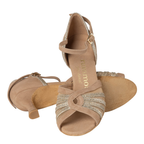 Rummos Mulheres Sapatos de Dança R563 - Nubuck/Glitter LigBrown - 5 cm