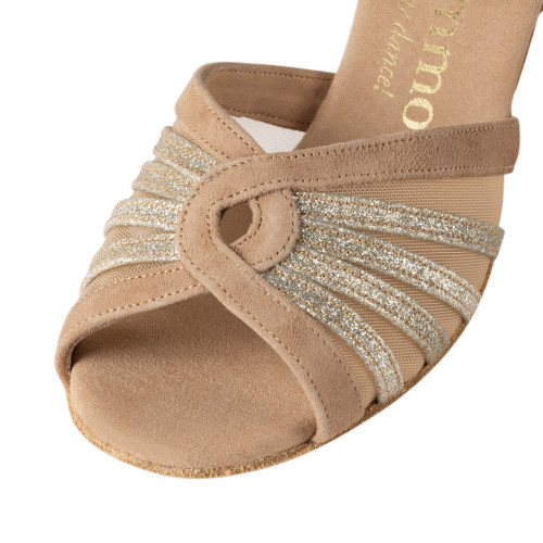 Rummos Mulheres Sapatos de Dança R563 - Nubuck/Glitter LigBrown - 5 cm