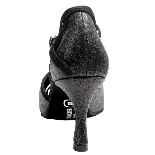 Rummos Mulheres Sapatos de Dança Claire - Glitter/Nubuck Preto - 6 cm