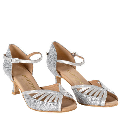 Rummos Damen Tanzschuhe Stella - Leder/GlitzerLux Silber - 5 cm