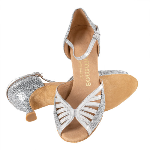 Rummos Women´s dance shoes Stella - Leather/GlitterLux Silver - 5 cm