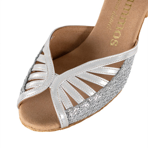 Rummos Mujeres Zapatos de Baile Stella - Cuero/GlitterLux Plateado - 5 cm