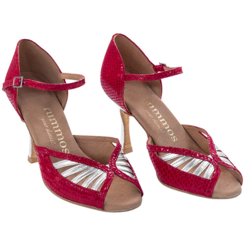 Rummos Damen Tanzschuhe Stella - Leder Rot/Silber - Normal - 70R Flare - EUR 38