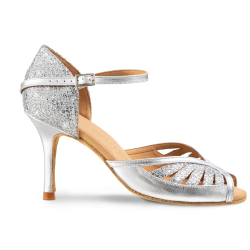 Rummos Femmes Chaussures de Danse Stella - Cuir/GlitterLux Argent - Normal - 70R Flare - EUR 38