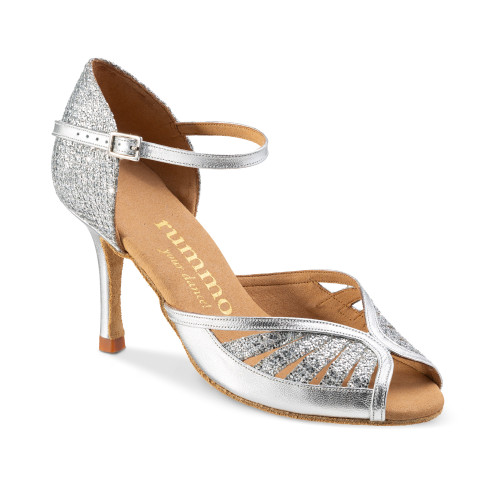 Rummos Mulheres Sapatos de Dança Stella - Pele/GlitterLux Prata - Normal - 70R Flare - EUR 38