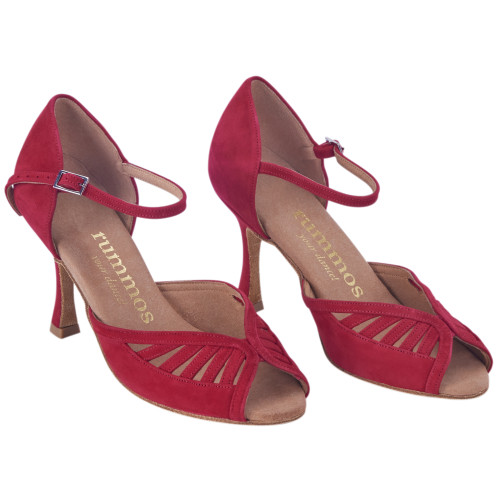Rummos Mujeres Zapatos de Baile Stella - Nobuk Rojo - Normal - 70R Flare - EUR 38