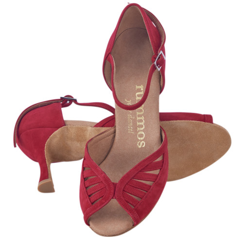 Rummos Damen Tanzschuhe Stella - Nubuck Rot - Normal - 70R Flare - EUR 38