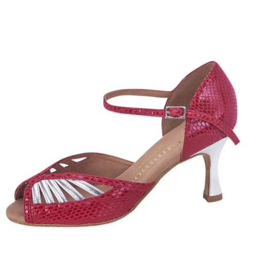 Rummos Damen Tanzschuhe Stella - Leder Rot/Silber - 6 cm
