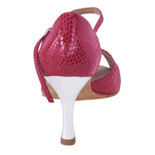 Rummos Damen Tanzschuhe Stella - Leder Rot/Silber - 6 cm