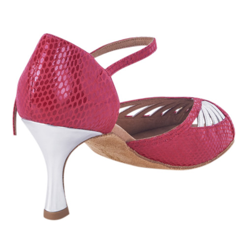 Rummos Damen Tanzschuhe Stella - Leder Rot/Silber - 6 cm