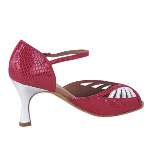Rummos Damen Tanzschuhe Stella - Leder Rot/Silber - 6 cm